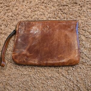 Patricia Nash Brown Leather Wristlet Clutch